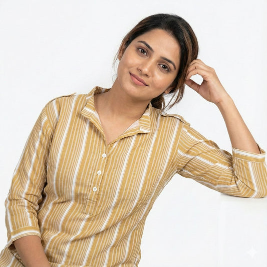 Classic Vertical Stripe Hand-Block Cotton Tunic