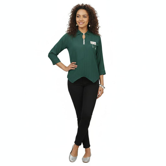 Women’s Three-Quarter Sleeve Keyhole Neck Top