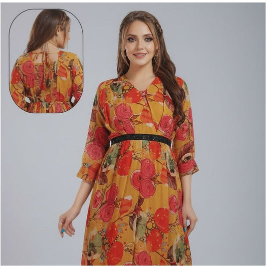 Elegant Floral V-Neck Maxi Dress