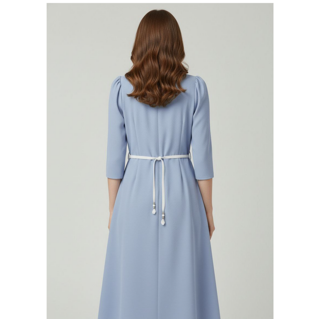 Executive Blazer-Style V-Neck Midi Dress