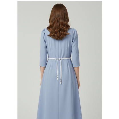 Executive Blazer-Style V-Neck Midi Dress