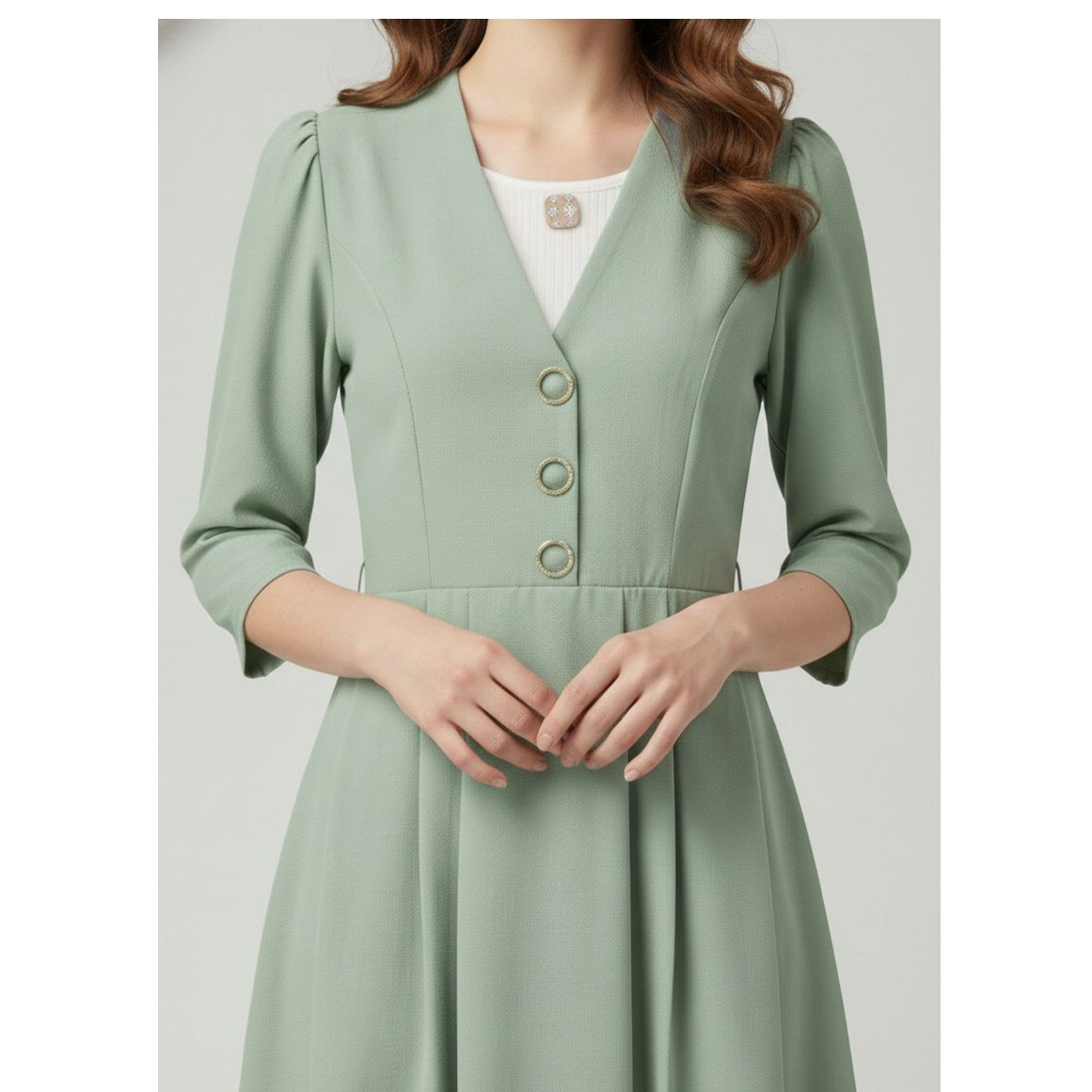 Executive Blazer-Style V-Neck Midi Dress