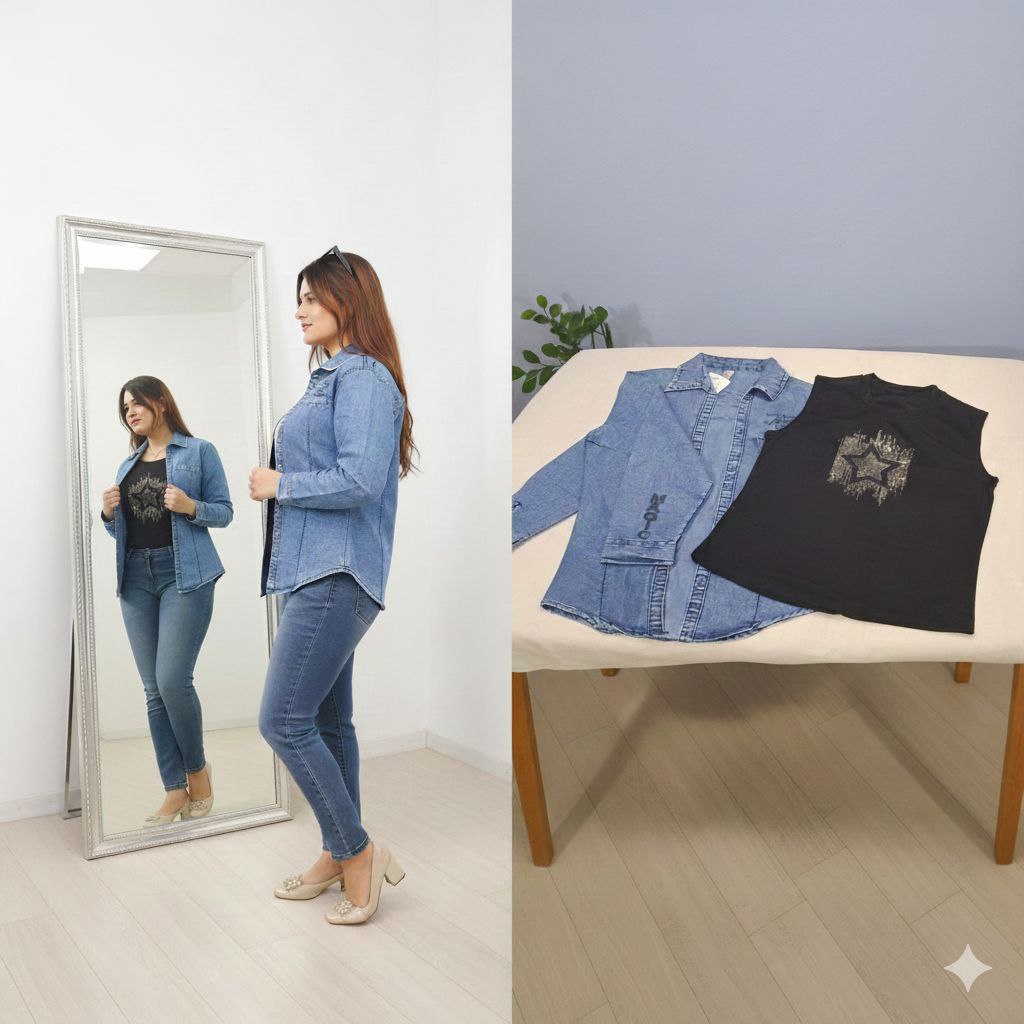 BlackTopwithDenimCoat