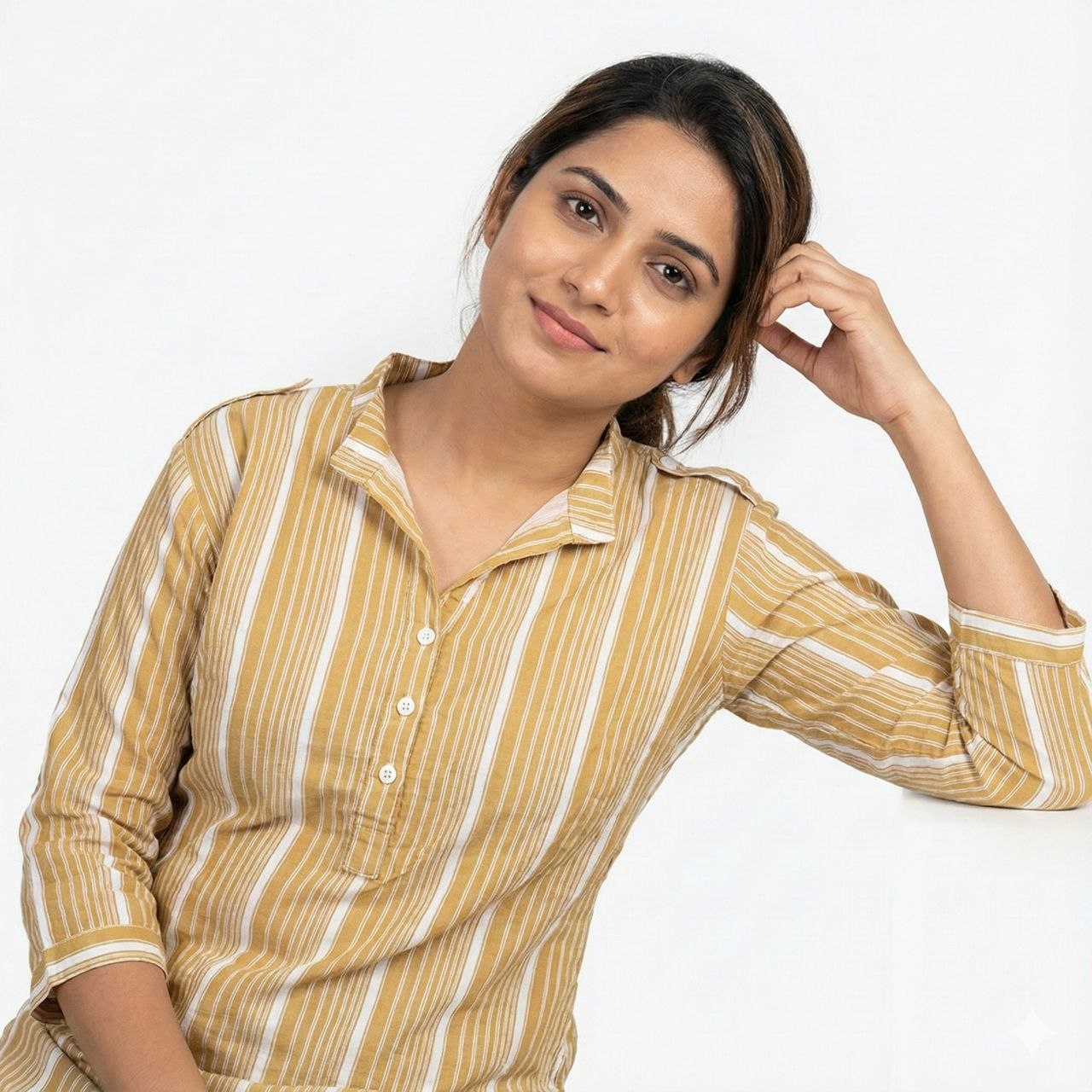 Classic Vertical Stripe Hand-Block Cotton Tunic