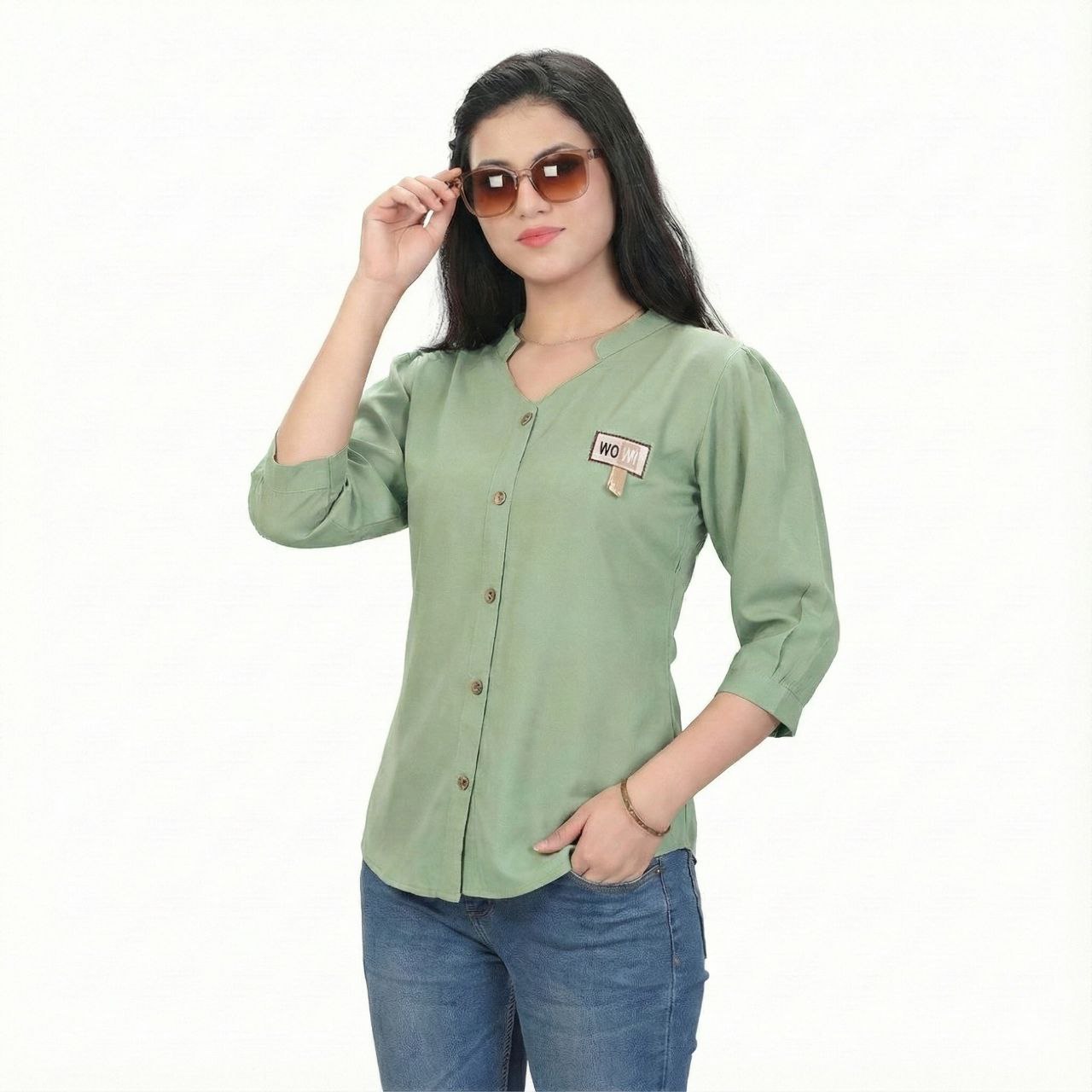 Elegant Solid V-Neck Tunic