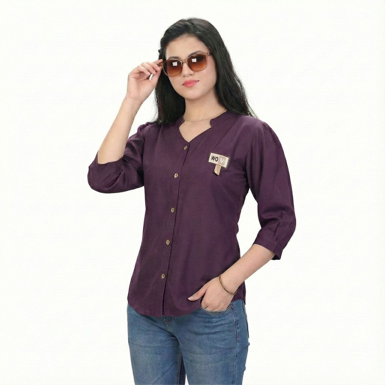 Elegant Solid V-Neck Tunic