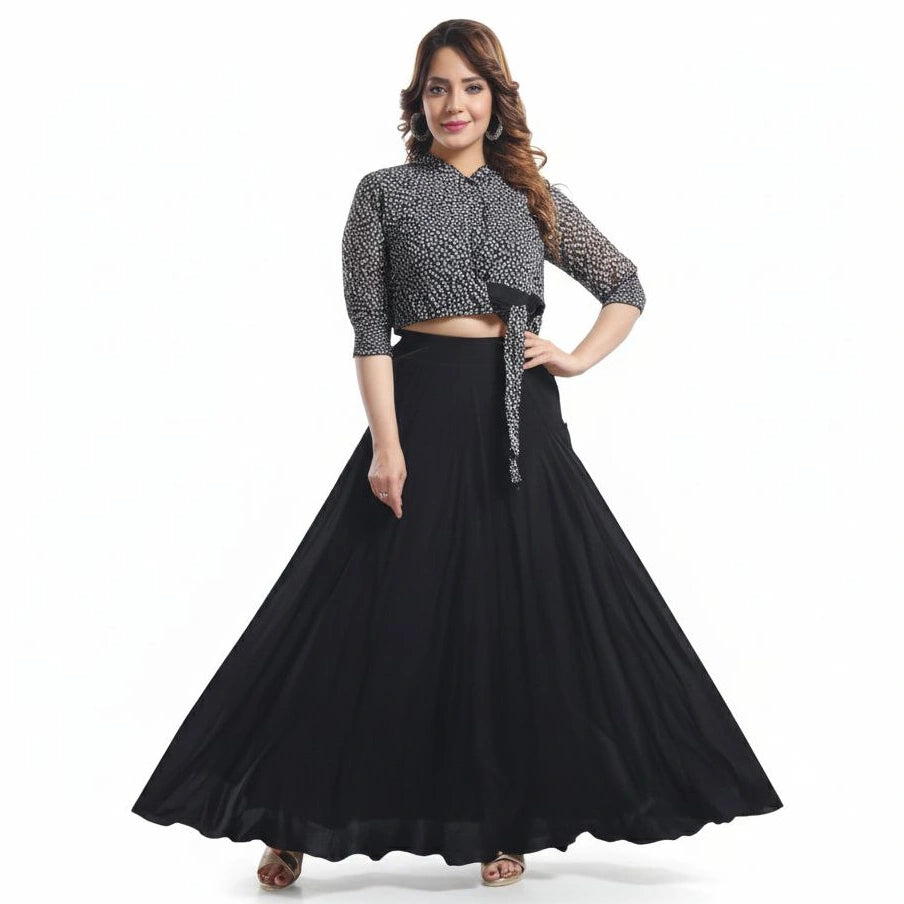 Crop Top and Flowy Maxi Skirt Set