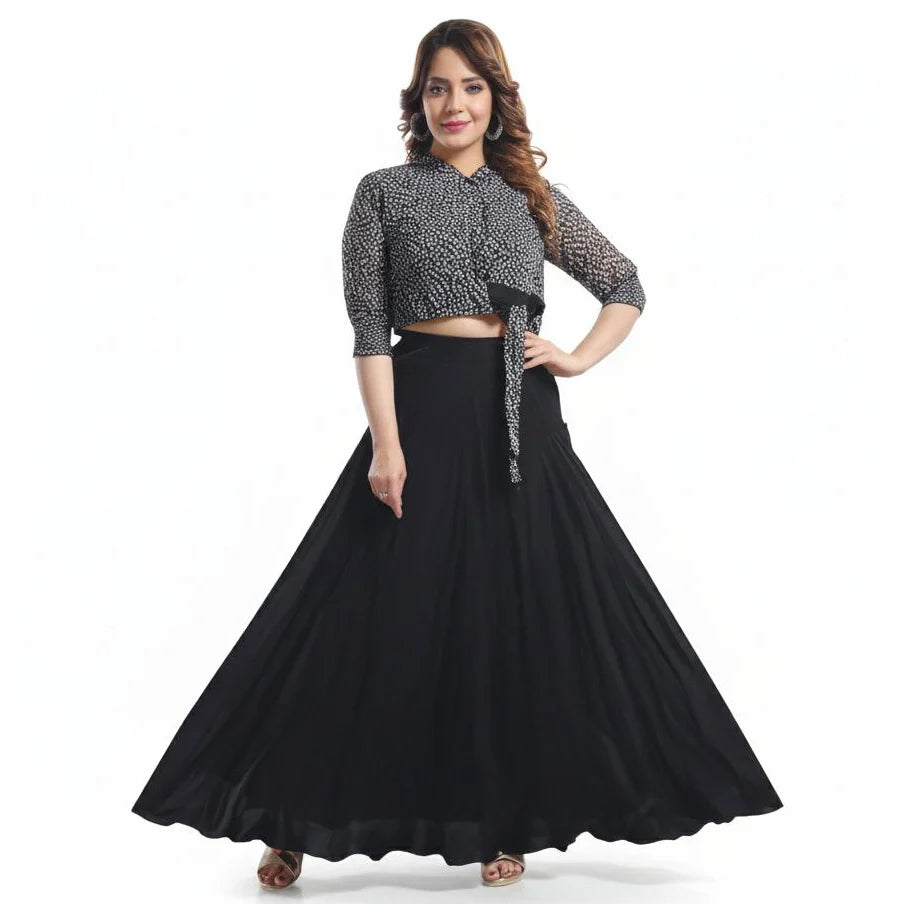 Crop Top and Flowy Maxi Skirt Set