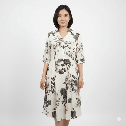 Serene Floral Midi Shirt Dress - seiszn - seiszn - product_tag