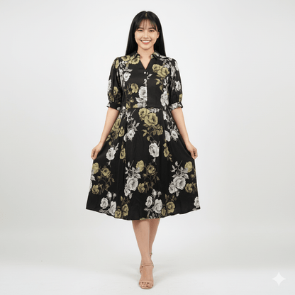 Serene Floral Midi Shirt Dress - seiszn - seiszn - product_tag