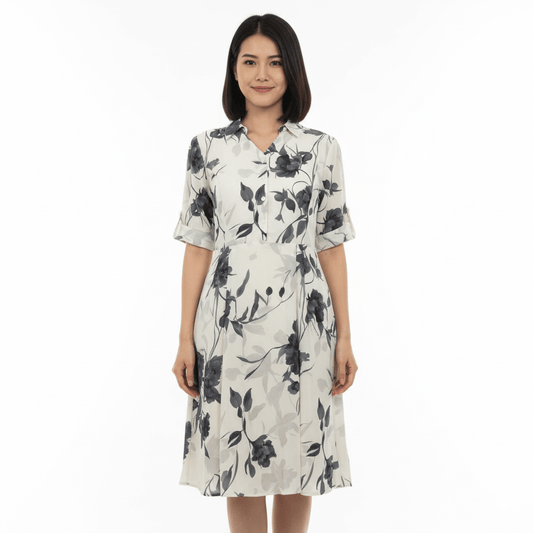 Serene Floral Midi Shirt Dress - seiszn - seiszn - product_tag